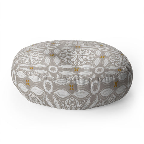 Iveta Abolina Floral Tile Grey Floor Pillow Round