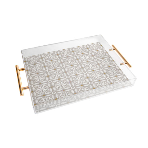 Iveta Abolina Floral Tile Grey Acrylic Tray