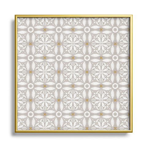 Iveta Abolina Floral Tile Grey Square Metal Framed Art Print