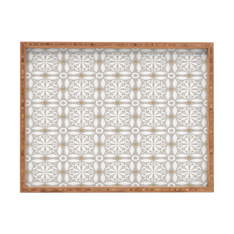 Iveta Abolina Floral Tile Grey Rectangular Tray