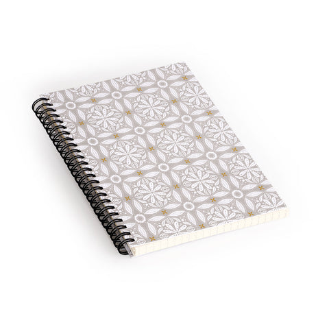 Iveta Abolina Floral Tile Grey Spiral Notebook