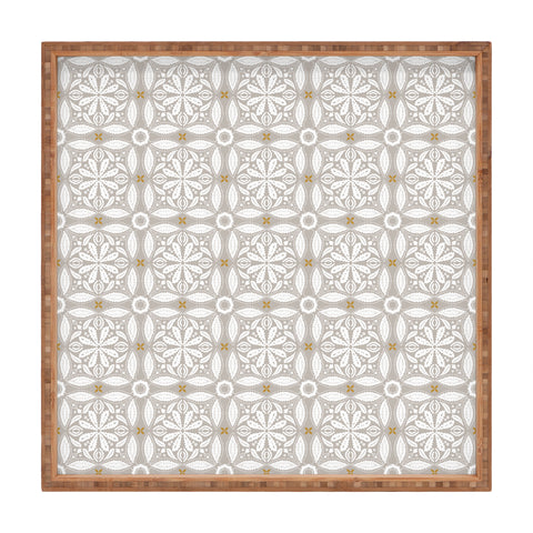 Iveta Abolina Floral Tile Grey Square Tray