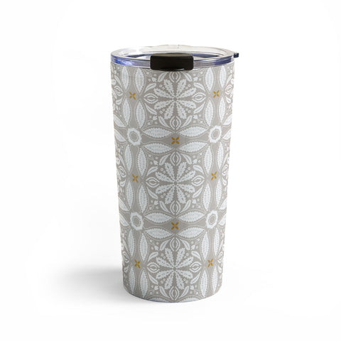 Iveta Abolina Floral Tile Grey Travel Mug