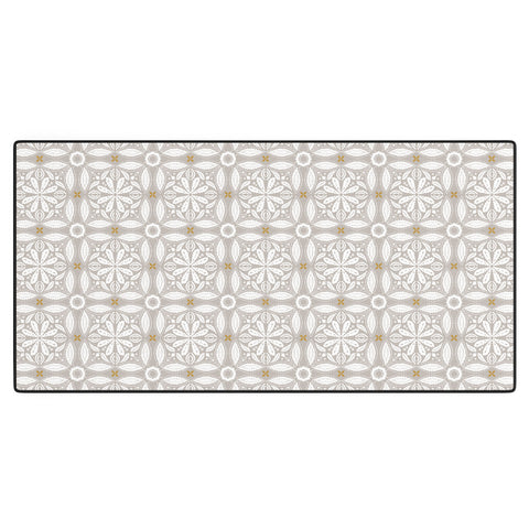 Iveta Abolina Floral Tile Grey Desk Mat