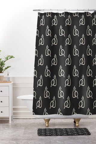 Iveta Abolina Fruit Beige Charcoal Shower Curtain And Mat