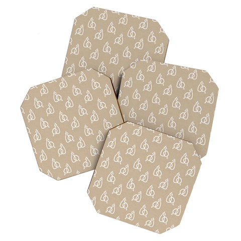 Iveta Abolina Fruit White on Beige Coaster Set