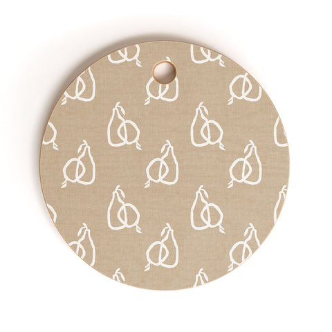 Iveta Abolina Fruit White on Beige Cutting Board Round