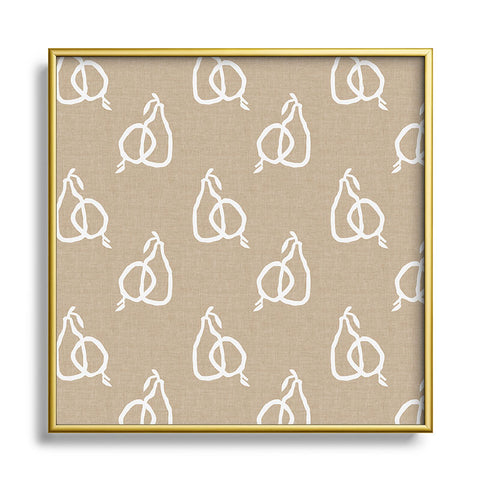 Iveta Abolina Fruit White on Beige Square Metal Framed Art Print