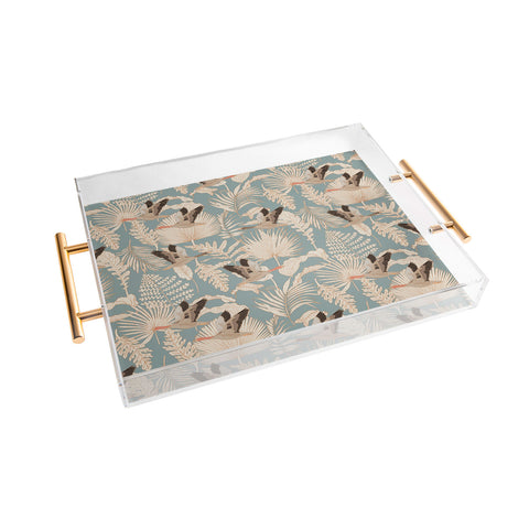 Iveta Abolina Geese and Palm Teal Acrylic Tray
