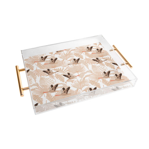 Iveta Abolina Geese and Palm White Acrylic Tray