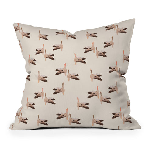 Iveta Abolina Geese Vertical Cream Outdoor Throw Pillow