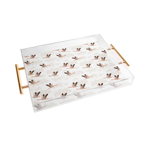 Iveta Abolina Geese White Acrylic Tray