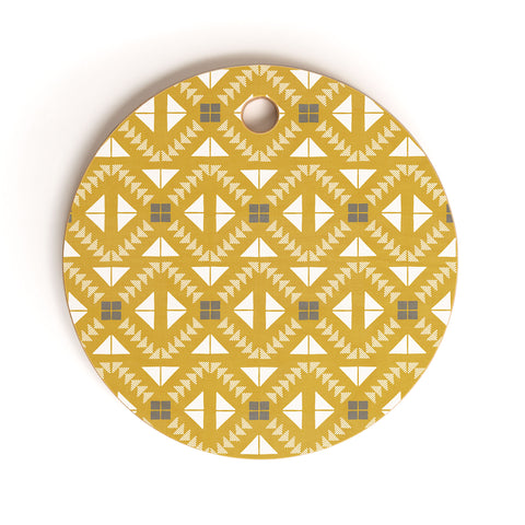 Iveta Abolina Geometric Dijon Cutting Board Round