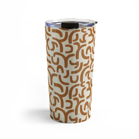 Iveta Abolina Geometric Lines Vintage Cream Travel Mug