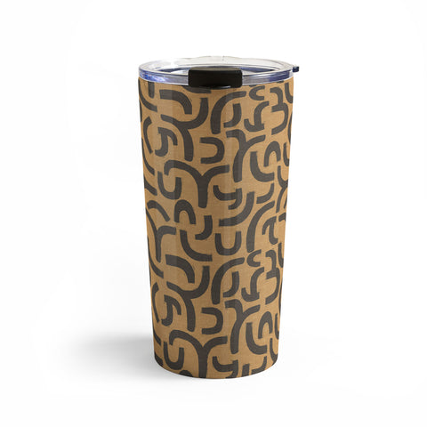 Iveta Abolina Geometric Lines Vintage Linen Travel Mug