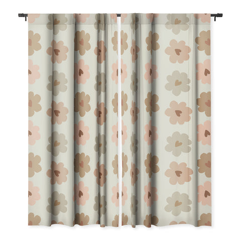 Iveta Abolina Heart Daisies Cream Blackout Window Curtain