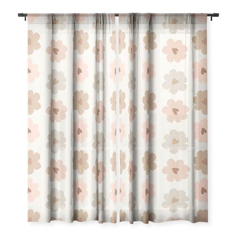 Iveta Abolina Heart Daisies Cream Sheer Window Curtain