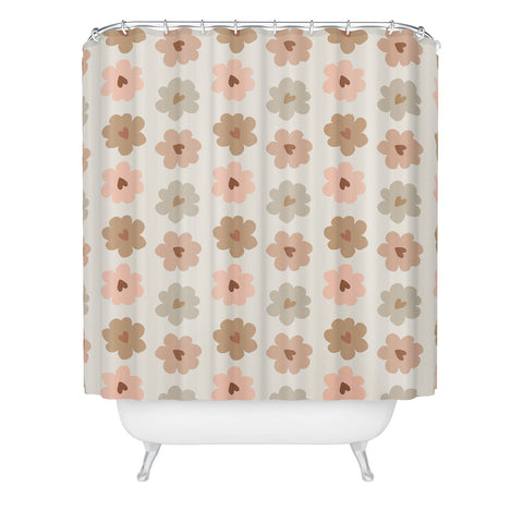 Iveta Abolina Heart Daisies Cream Shower Curtain