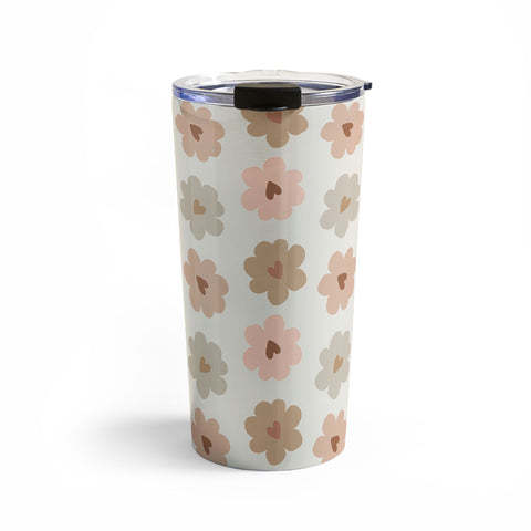 Iveta Abolina Heart Daisies Cream Travel Mug