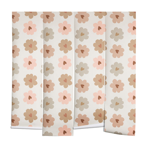 Iveta Abolina Heart Daisies Cream Wall Mural