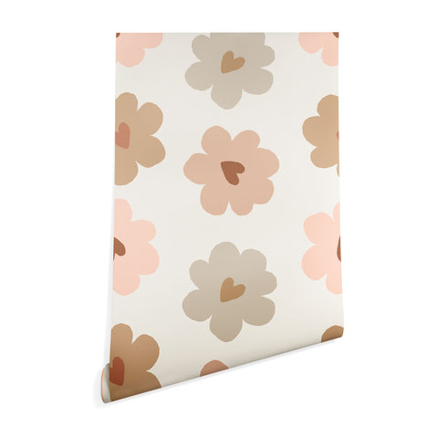 Iveta Abolina Heart Daisies Cream Wallpaper