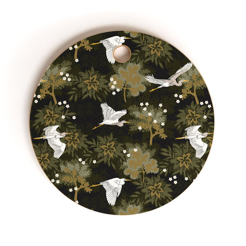 Iveta Abolina Herons over Jungle Cutting Board Round