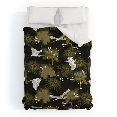 Iveta Abolina Herons over Jungle Duvet Cover