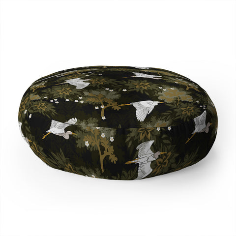 Iveta Abolina Herons over Jungle Floor Pillow Round