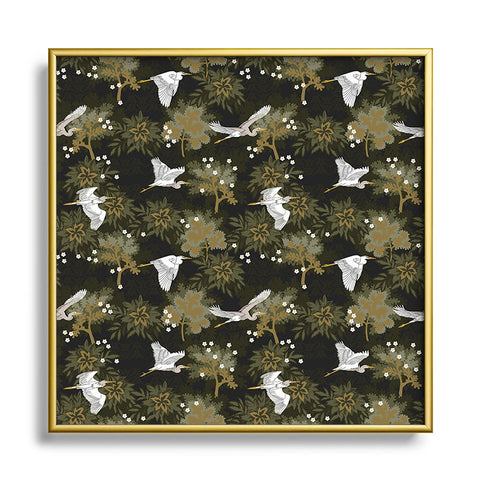 Iveta Abolina Herons over Jungle Square Metal Framed Art Print