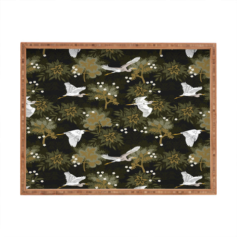 Iveta Abolina Herons over Jungle Rectangular Tray