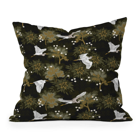 Iveta Abolina Herons over Jungle Outdoor Throw Pillow