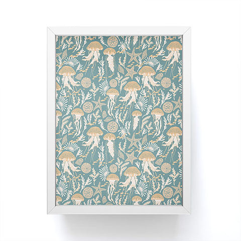 Iveta Abolina Jelly Fish Teal Framed Mini Art Print