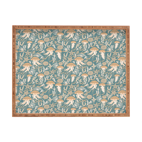 Iveta Abolina Jelly Fish Teal Rectangular Tray