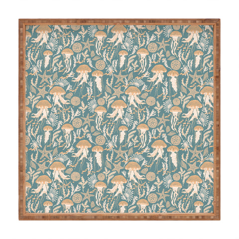 Iveta Abolina Jelly Fish Teal Square Tray