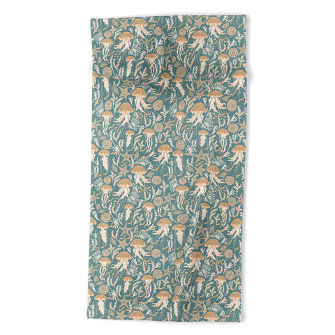 Iveta Abolina Jelly Fish Teal Beach Towel