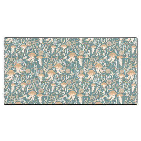 Iveta Abolina Jelly Fish Teal Desk Mat
