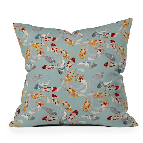 Iveta Abolina Koi Fish Pond Outdoor Throw Pillow