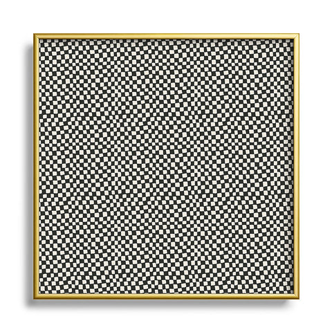 Iveta Abolina Lazy Checker Coal Black Square Metal Framed Art Print