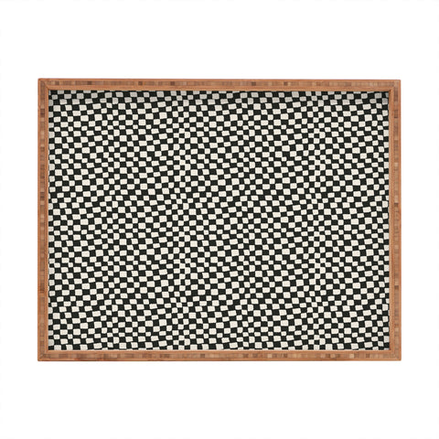Iveta Abolina Lazy Checker Coal Black Rectangular Tray