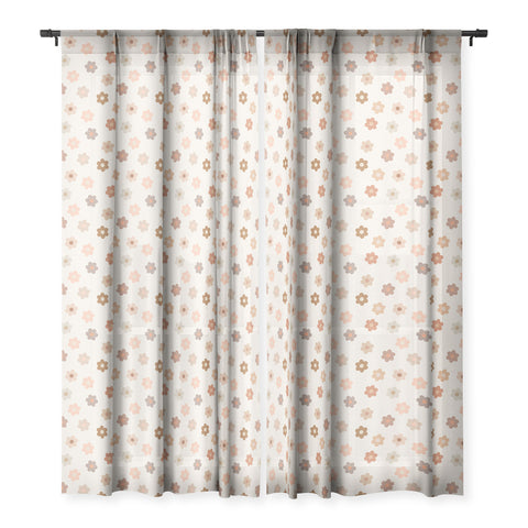 Iveta Abolina Medium Daisies Terracotta Sheer Window Curtain