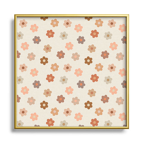 Iveta Abolina Medium Daisies Terracotta Square Metal Framed Art Print