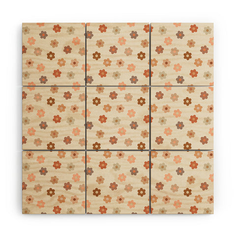 Iveta Abolina Medium Daisies Terracotta Wood Wall Mural