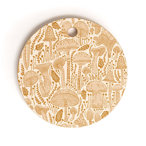Iveta Abolina Mushrooms Cream Cutting Board Round