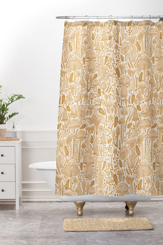Iveta Abolina Mushrooms Cream Shower Curtain And Mat