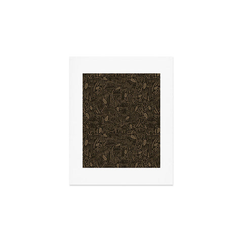 Iveta Abolina Mushrooms Dark Brown Art Print