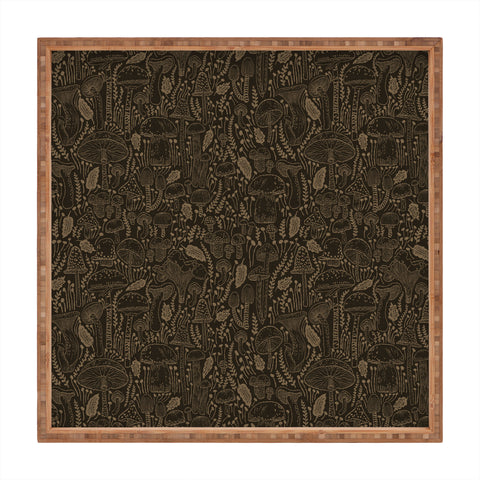 Iveta Abolina Mushrooms Dark Brown Square Tray
