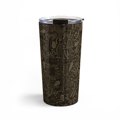Iveta Abolina Mushrooms Dark Brown Travel Mug