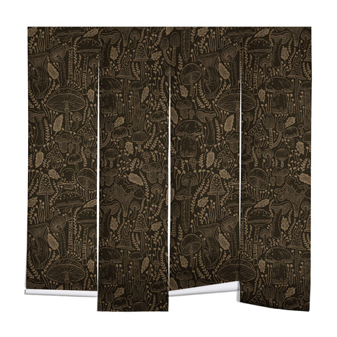 Iveta Abolina Mushrooms Dark Brown Wall Mural