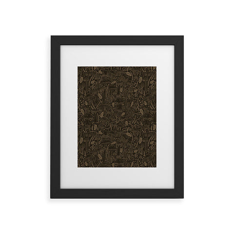 Iveta Abolina Mushrooms Dark Brown Framed Art Print