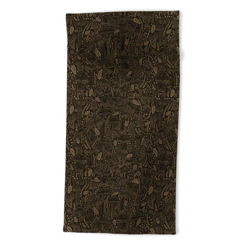 Iveta Abolina Mushrooms Dark Brown Beach Towel